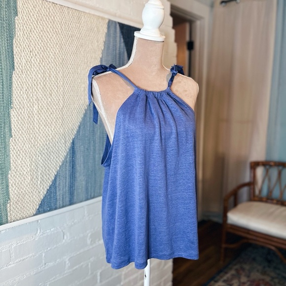 NWT J.Crew 100% Linen Halter Tie Strap Flowy Tank Top - Picture 1 of 10